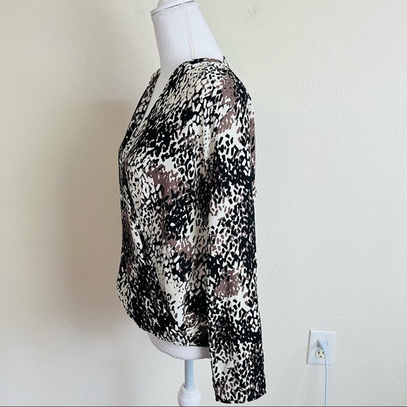 Renee C. Abstract Print Surplice Long Sleeve High-Low Flowy Blouse - Picture 3 of 5